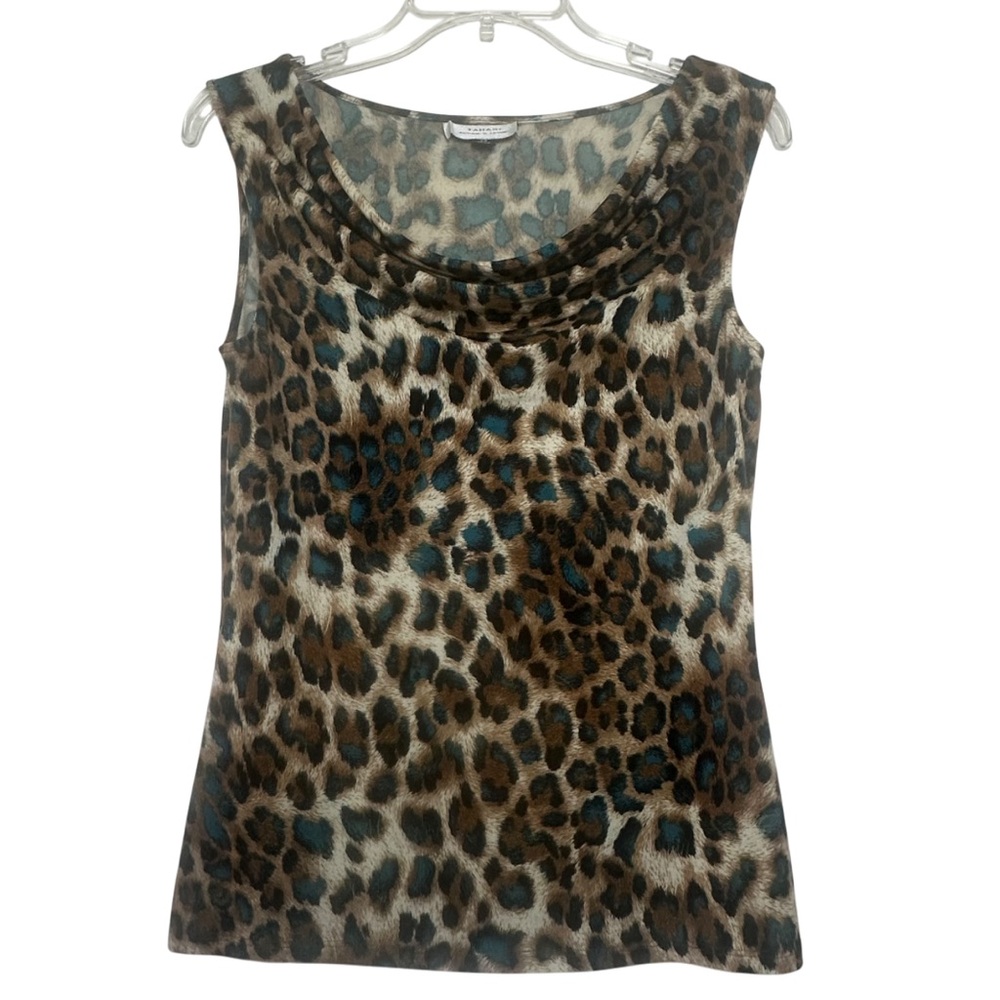 Tahari Animal Print Sleeveless Blouse Top Size XS FALL